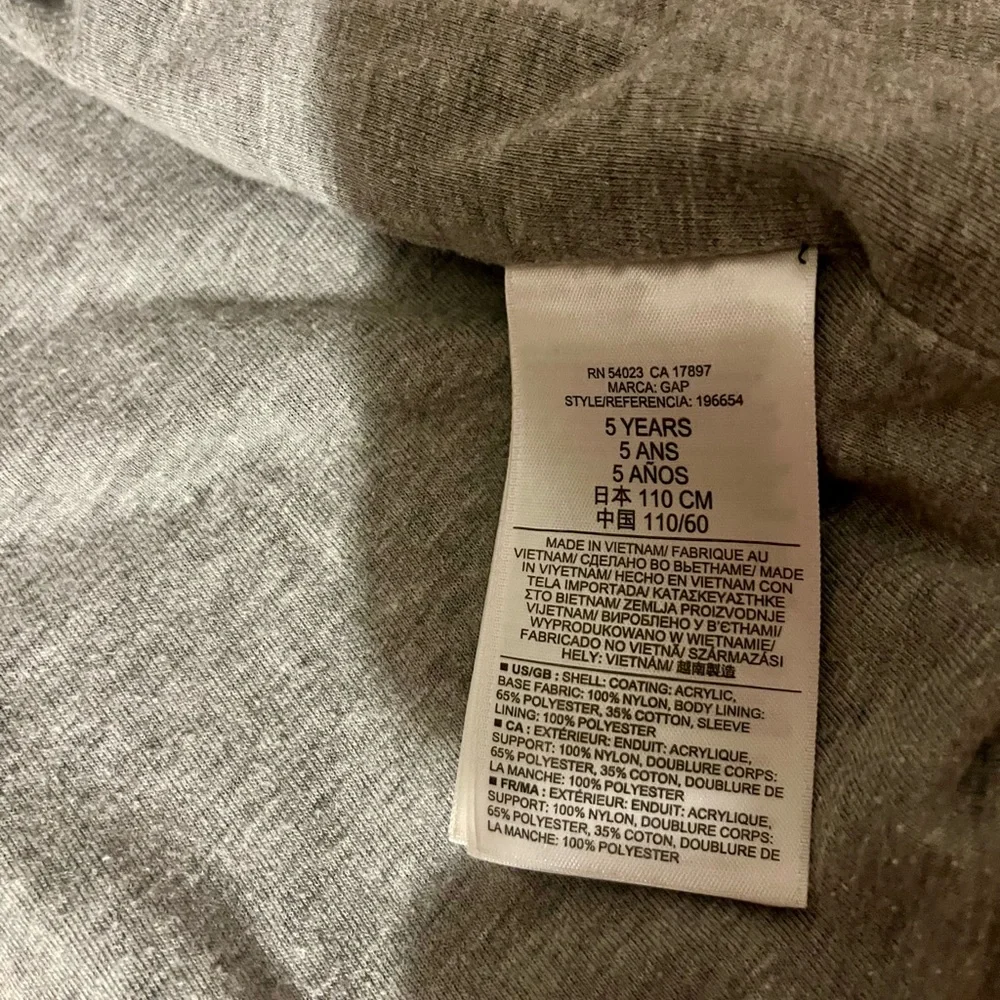 GAP BabyGap Toddler Kid Navy Hooded Jacket Coat with Jersey Gray Lining Size 5